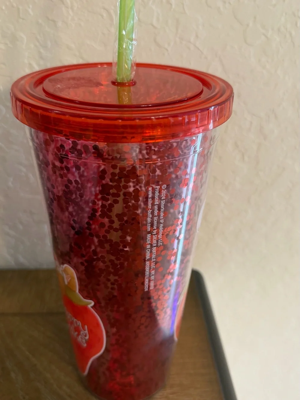 Red Glitter Tumbler with Straw